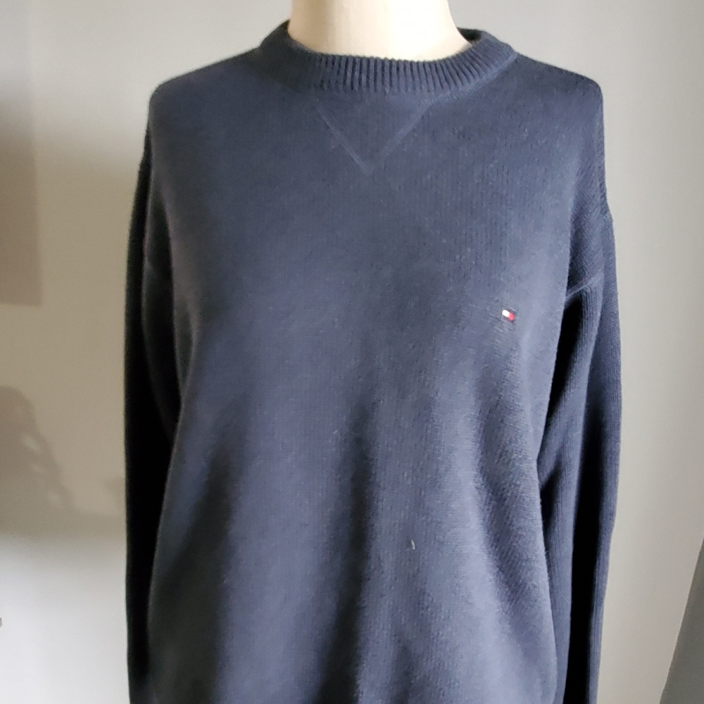 EUC MEN'S BLUE (GRAY) TOMMY HILFIGER SZ L SWEATER